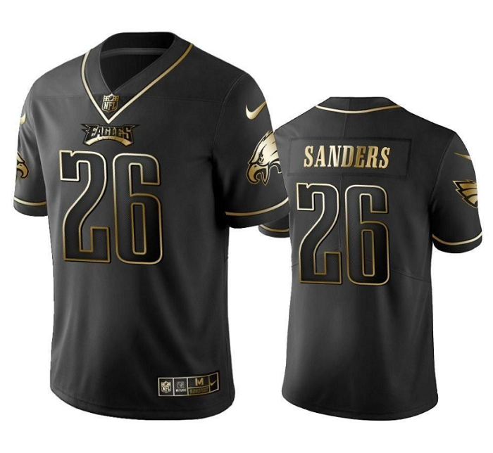 Men's Philadelphia Eagles #26 Miles Sanders Black Golden Edition Stitched Football Jersey Men's Philadelphia Eagles #26 Miles Sanders Black Golden Edition Stitched Football Jersey